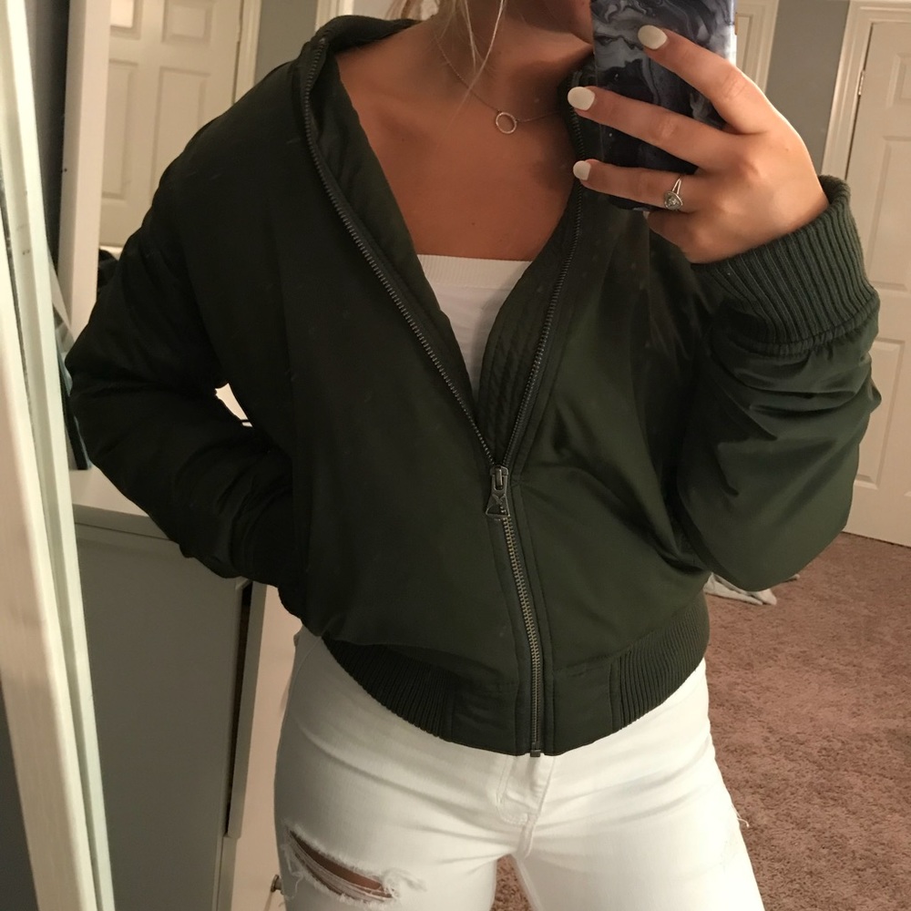 Army green bomber jacket